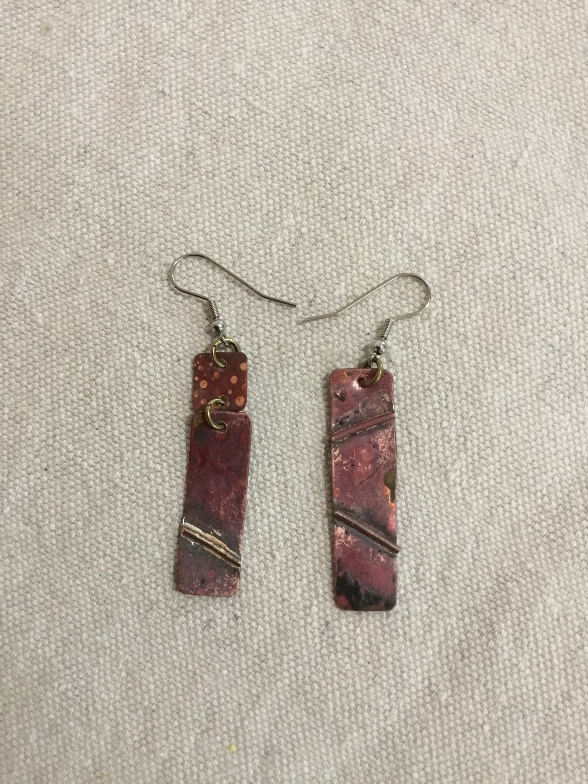 Asymmetrical Copper Earrings