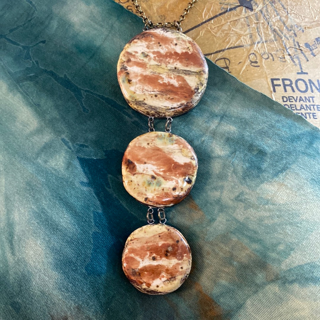 Triple Reversible pottery Necklace