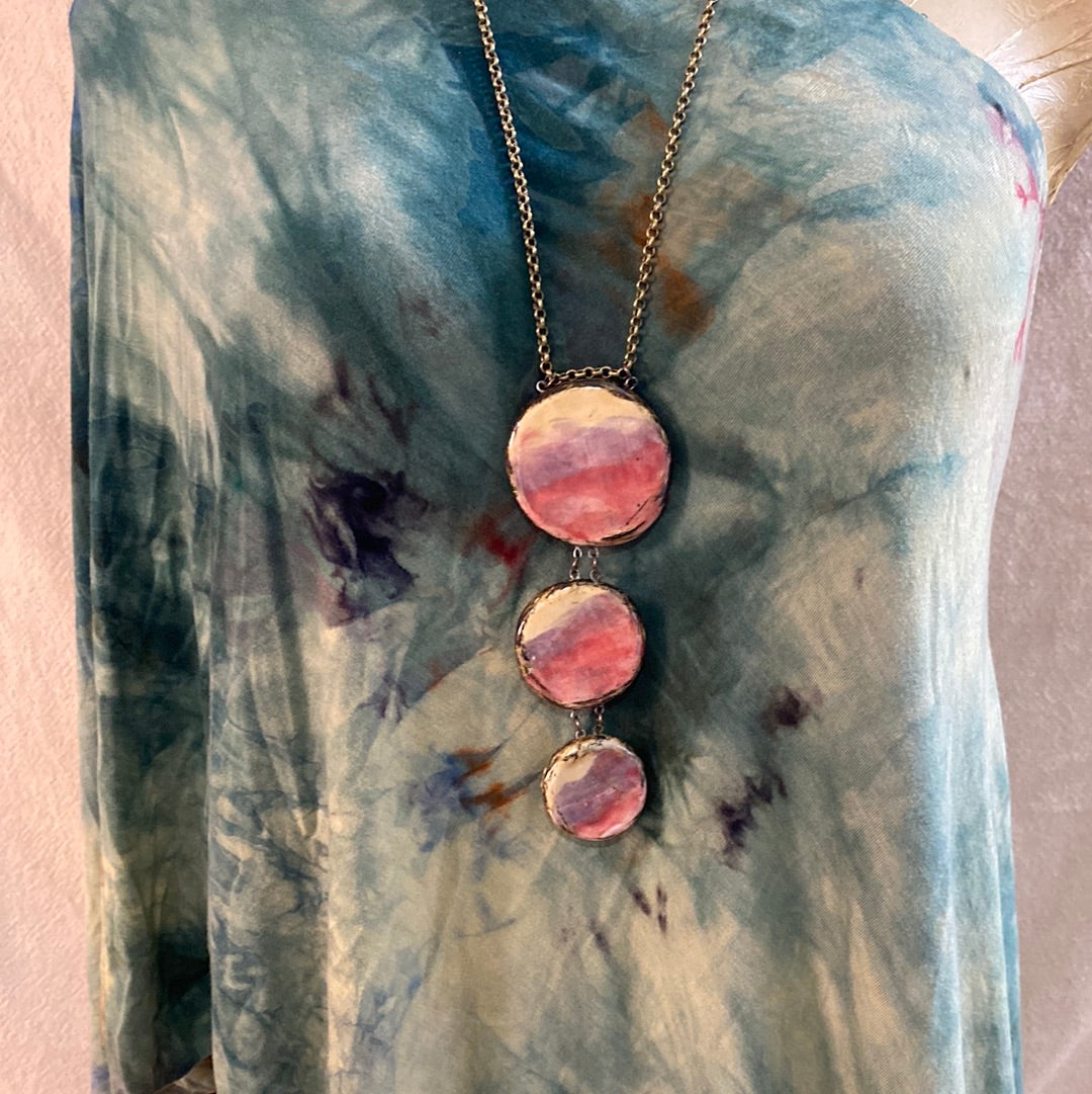 Triple Reversible pottery Necklace