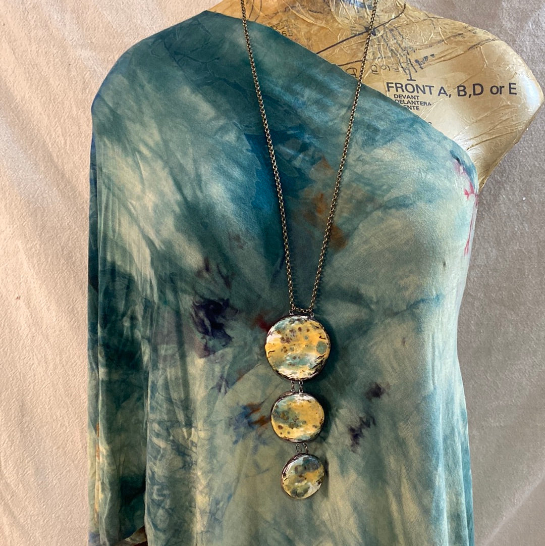 Triple Reversible pottery Necklace