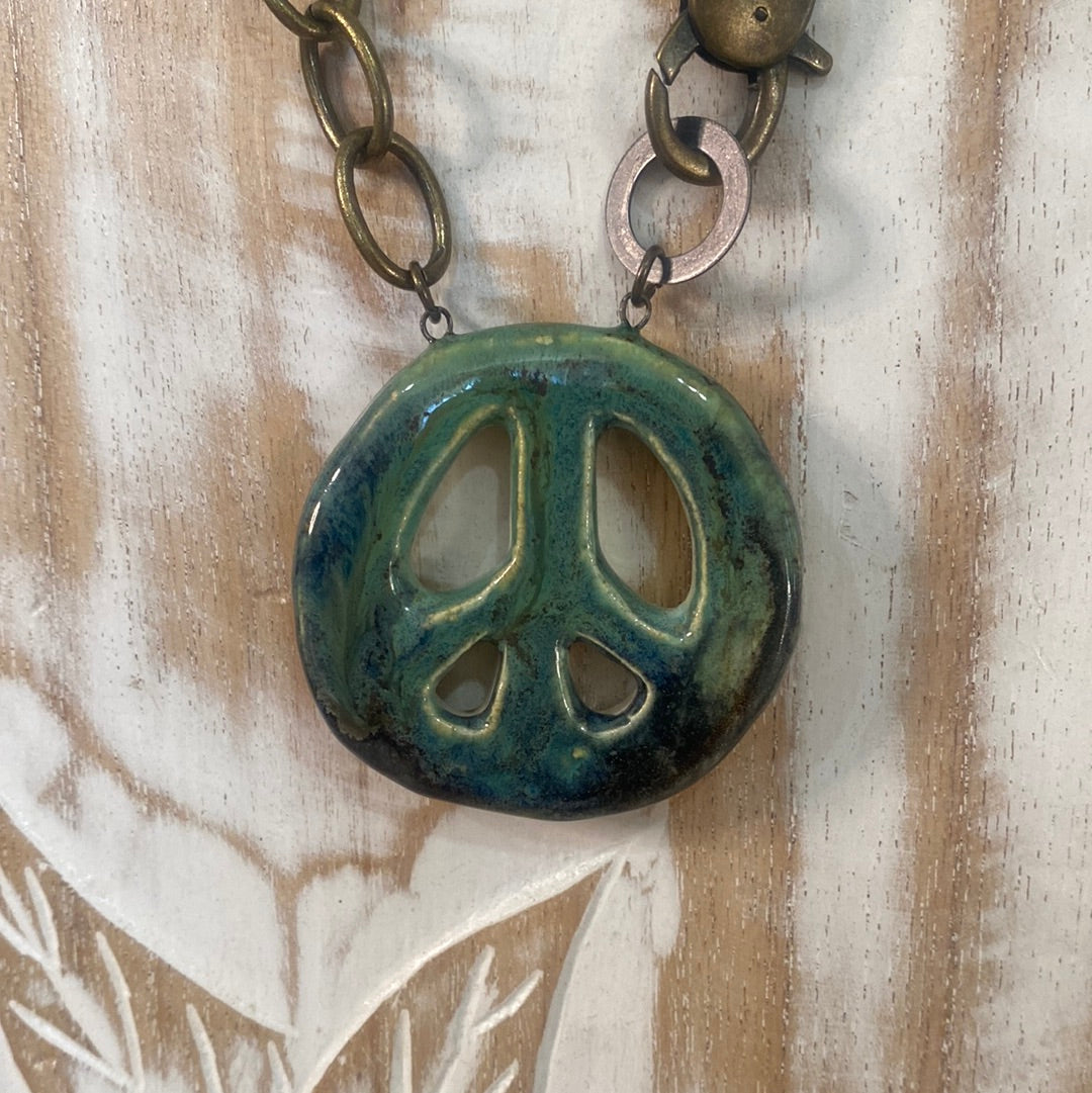 Peace Sign reversible Necklace