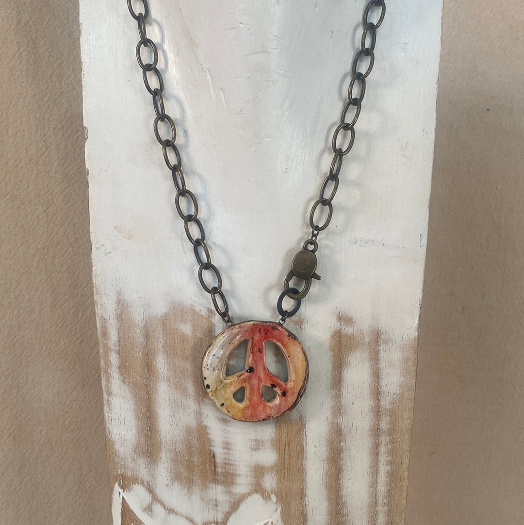 Peace Sign Reversible Necklace