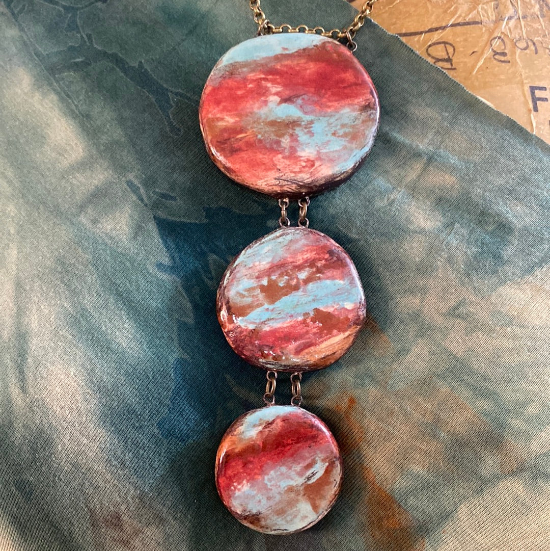 Triple Reversible pottery Necklace