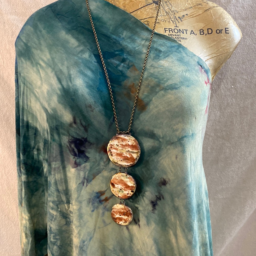 Triple Reversible pottery Necklace