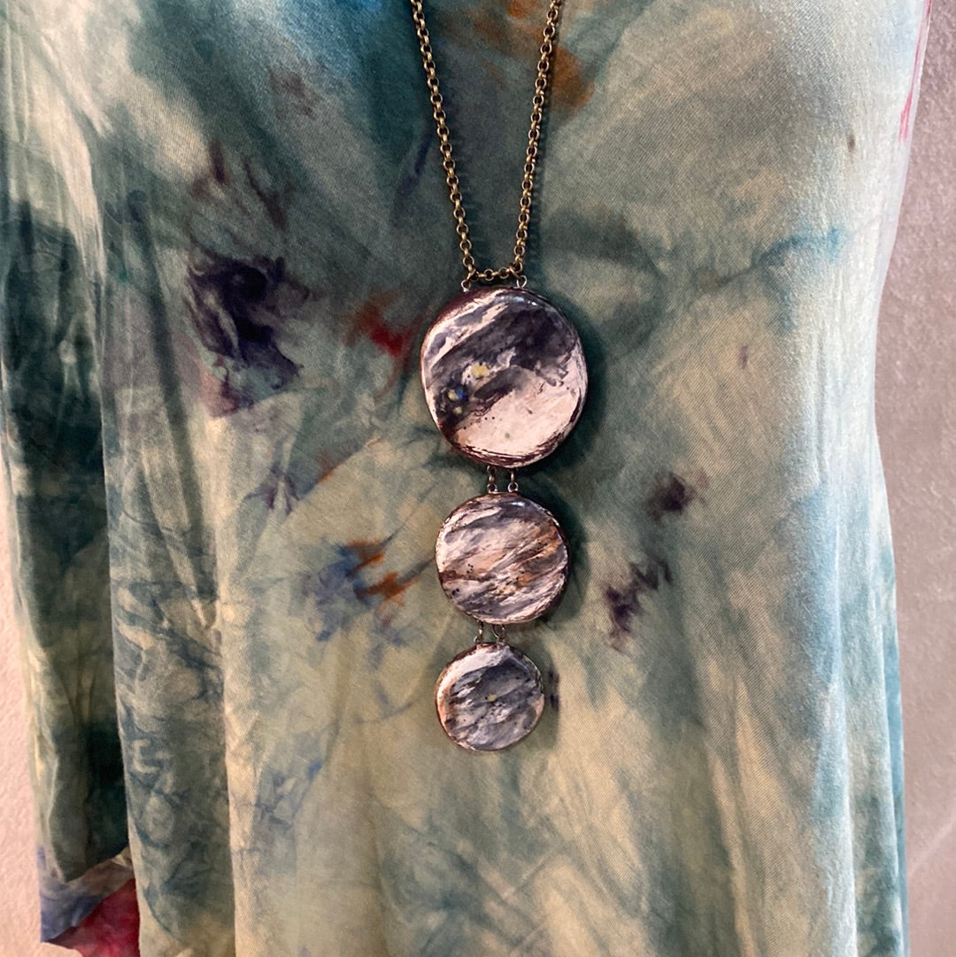 Triple Reversible pottery Necklace