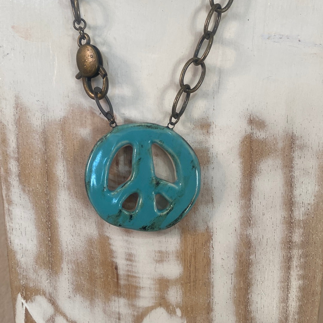 Peace Sign Reversible Necklace