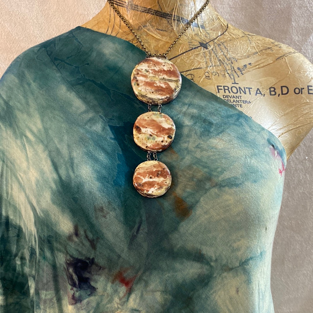 Triple Reversible pottery Necklace