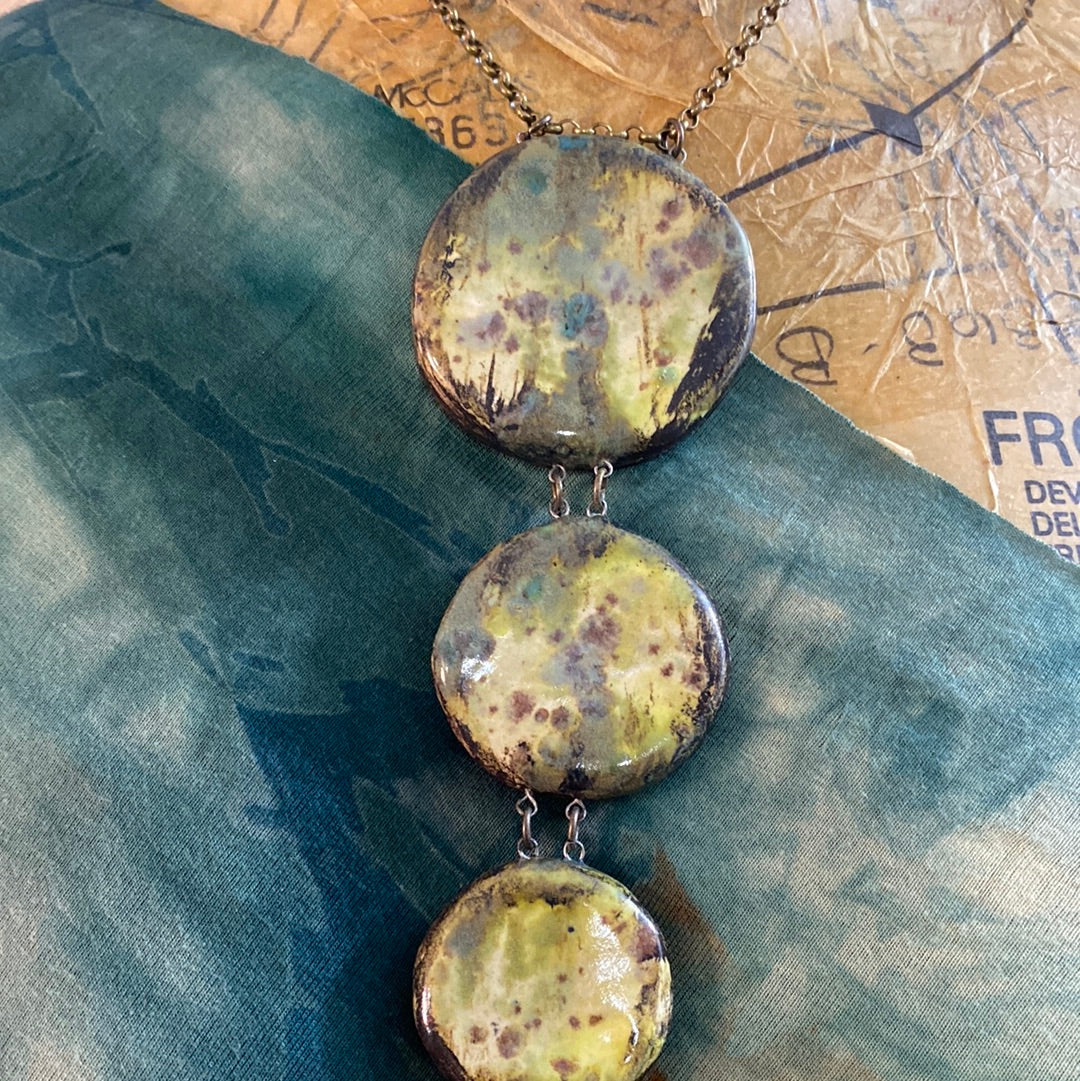 Triple Reversible pottery Necklace