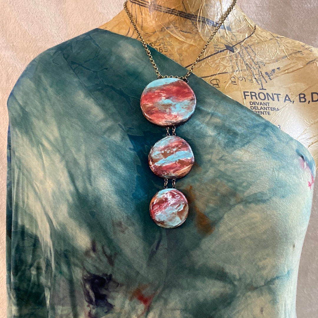 Triple Reversible pottery Necklace