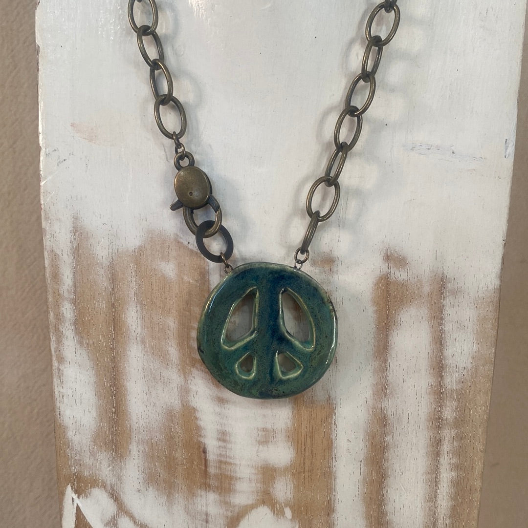 Peace Sign reversible Necklce
