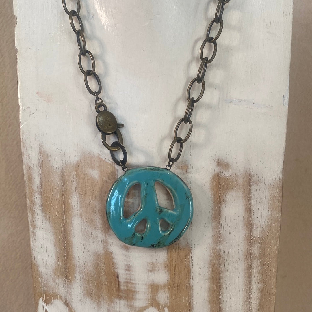 Peace Sign Reversible Necklace