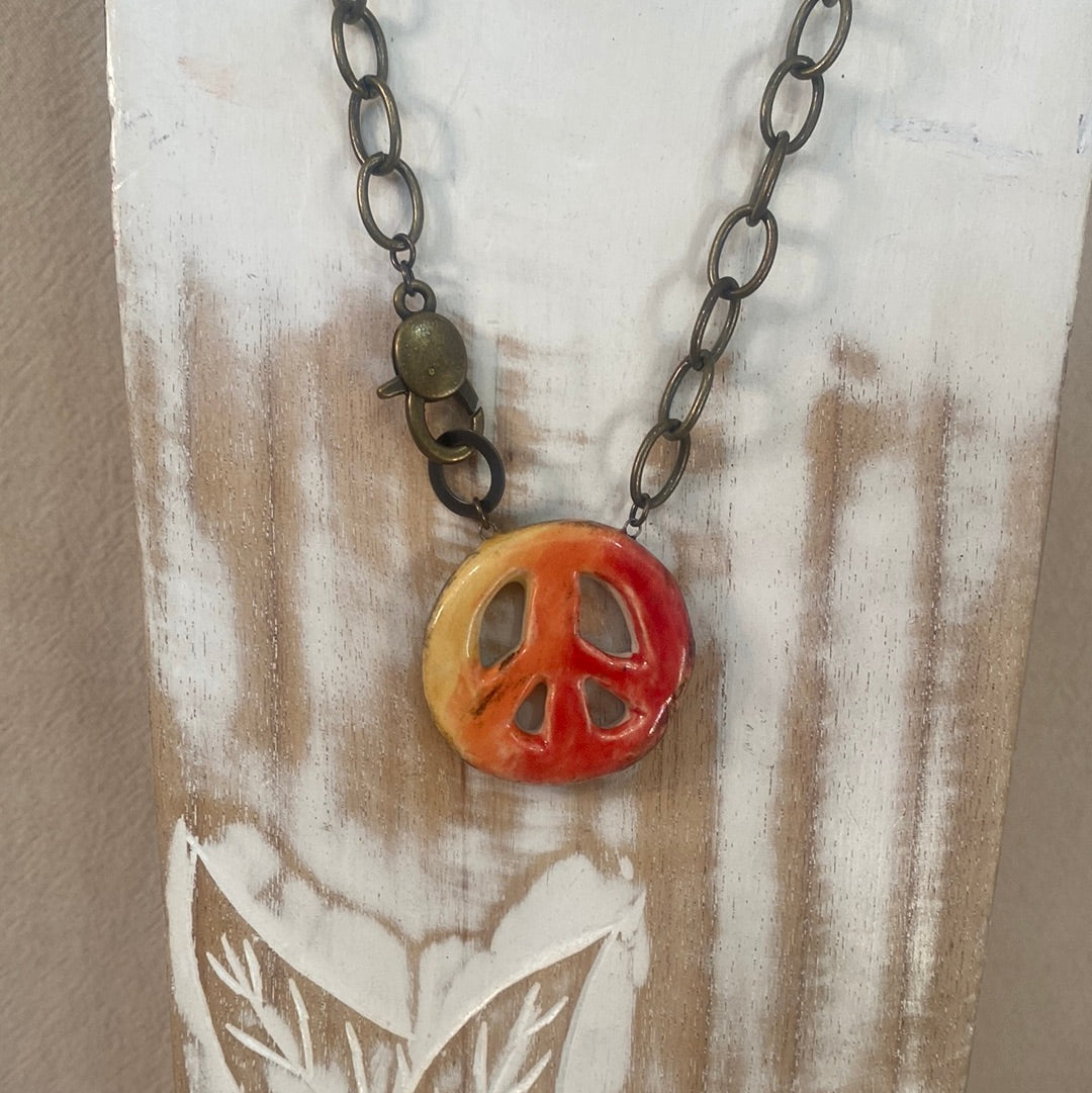 Peace Sign Reversible Necklace