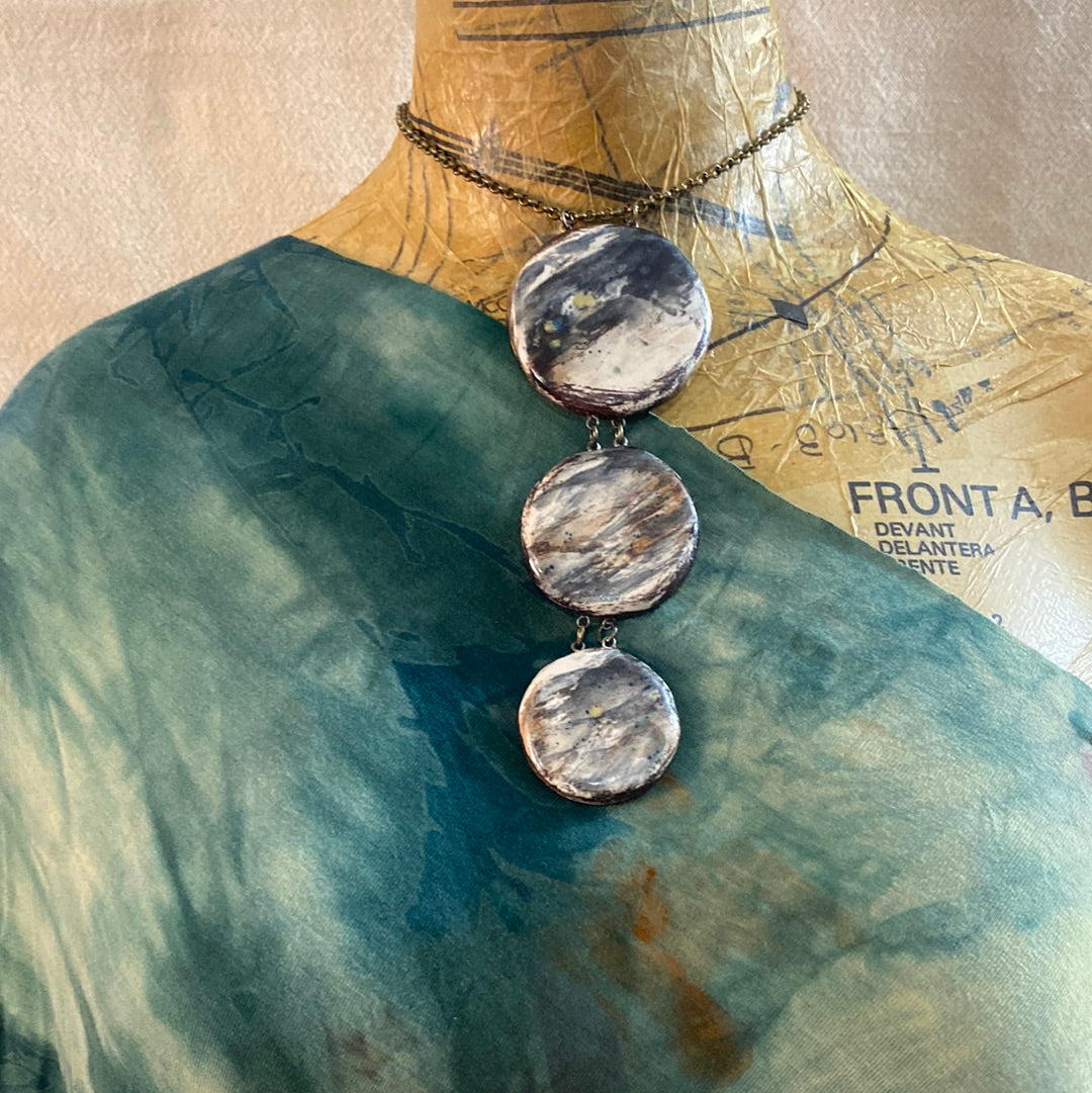 Triple Reversible pottery Necklace