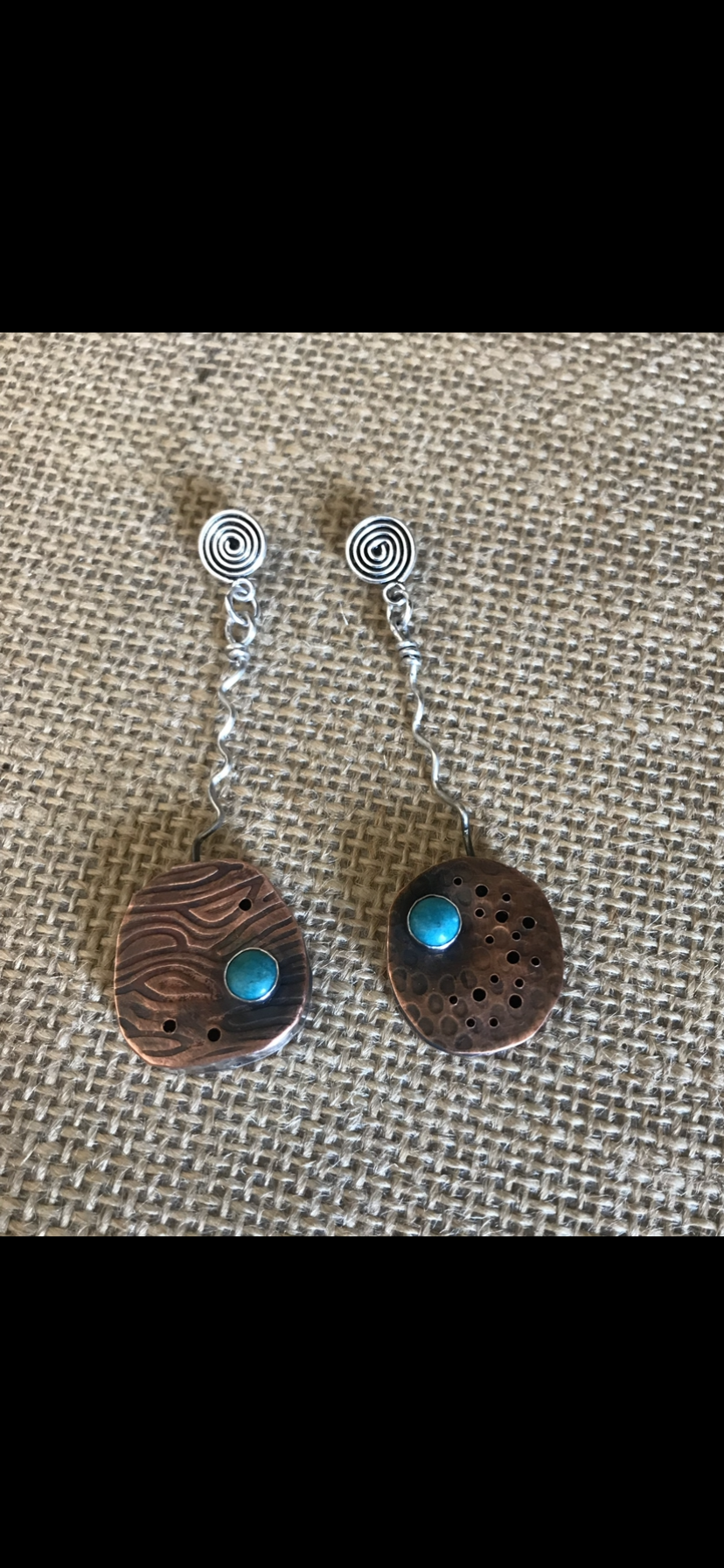 Artisan Sterling and Copper Earrings