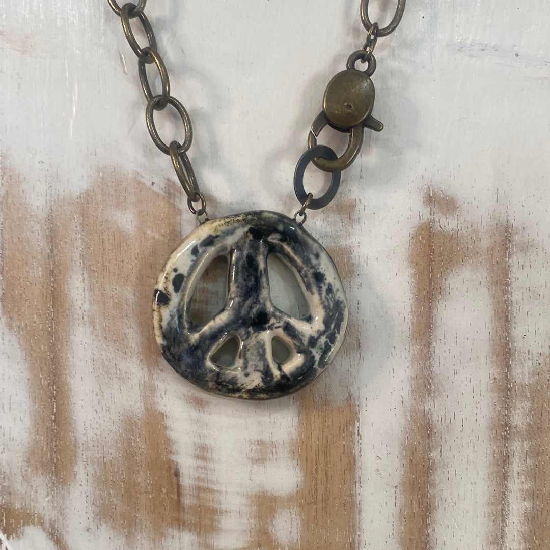 Peace Sign reversible Necklce