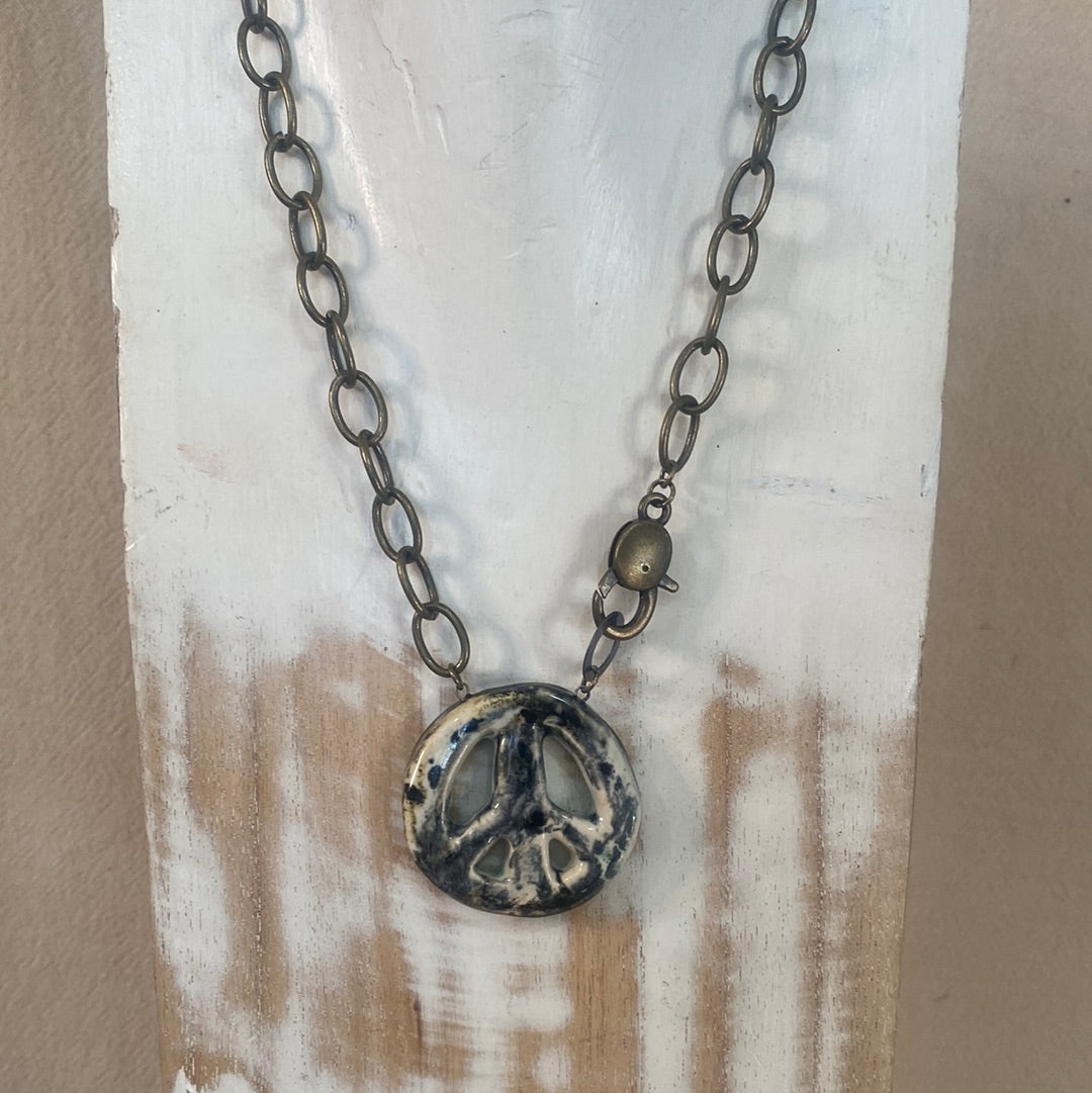 Peace Sign reversible Necklce
