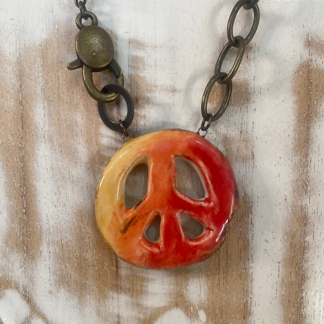 Peace Sign Reversible Necklace