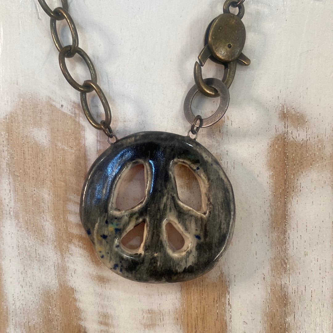 Peace Sign Reversible Necklace