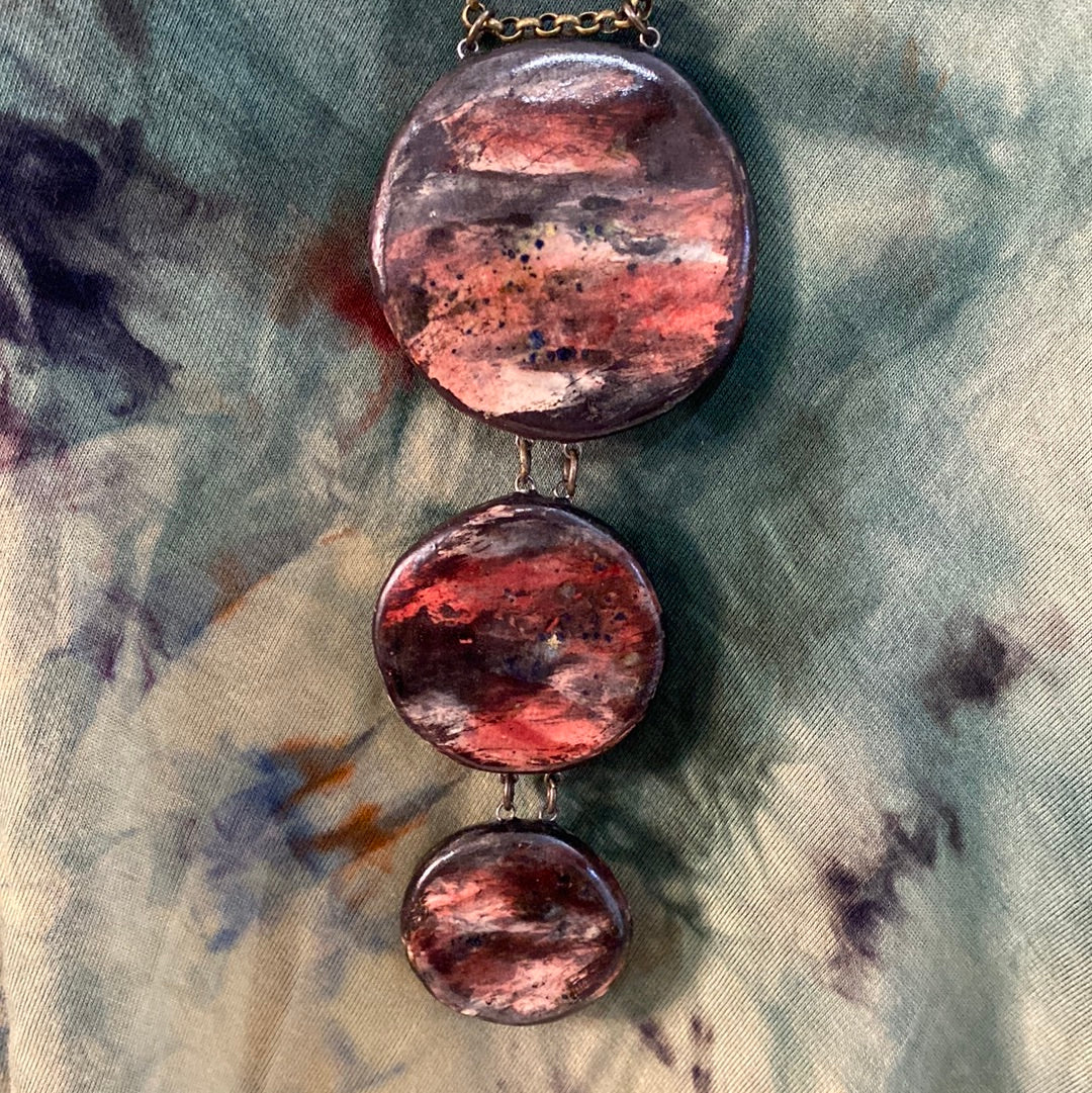 Triple Reversible pottery Necklace