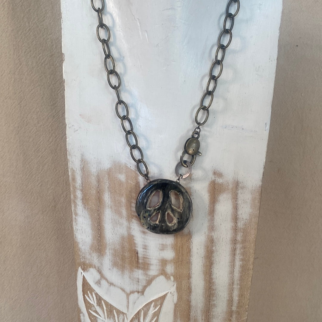 Peace Sign Reversible Necklace