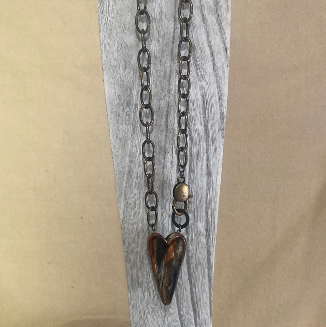 Chunky Heart Necklace Reversible