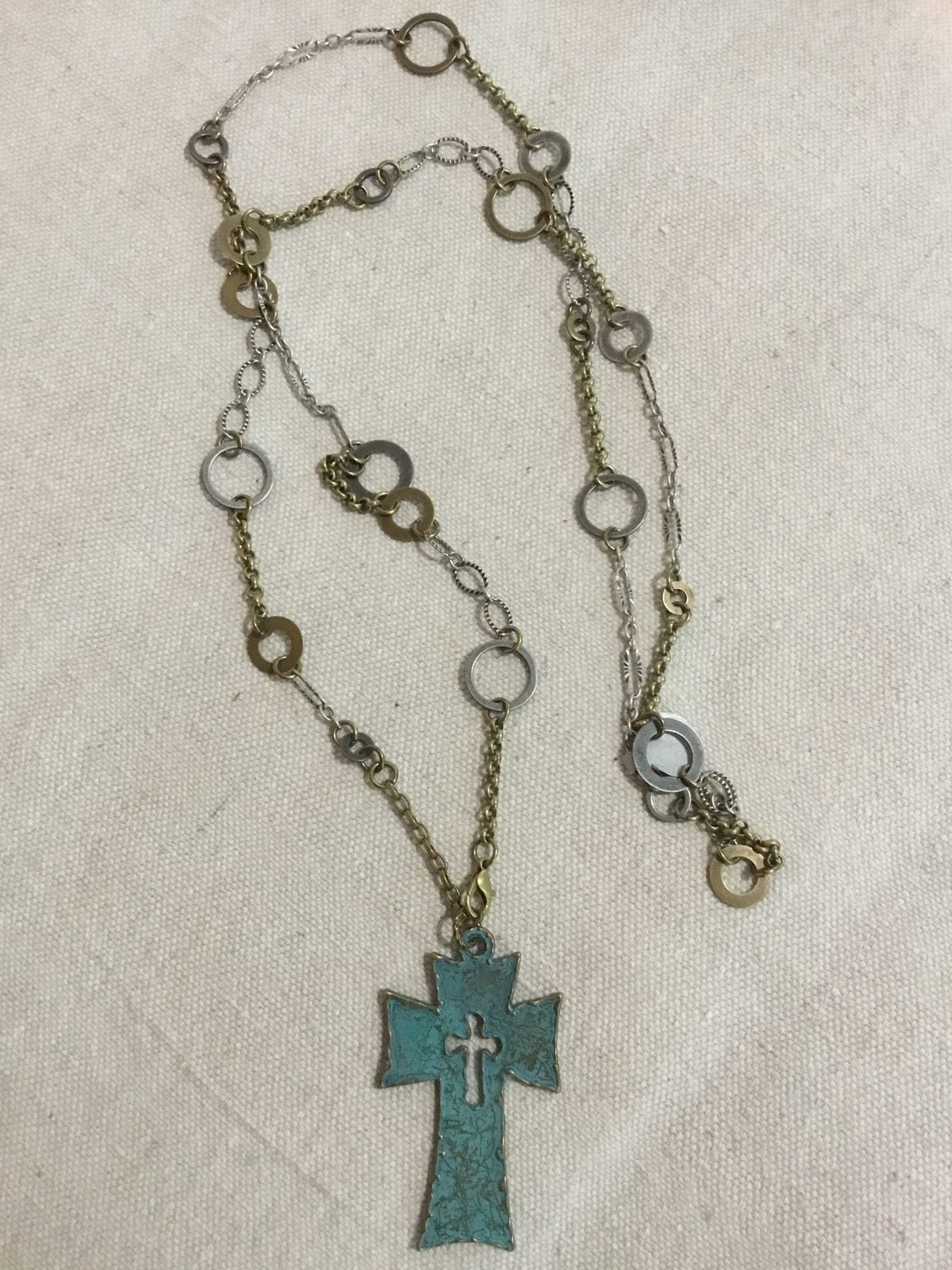 Ornate Antique Brass Cross 202