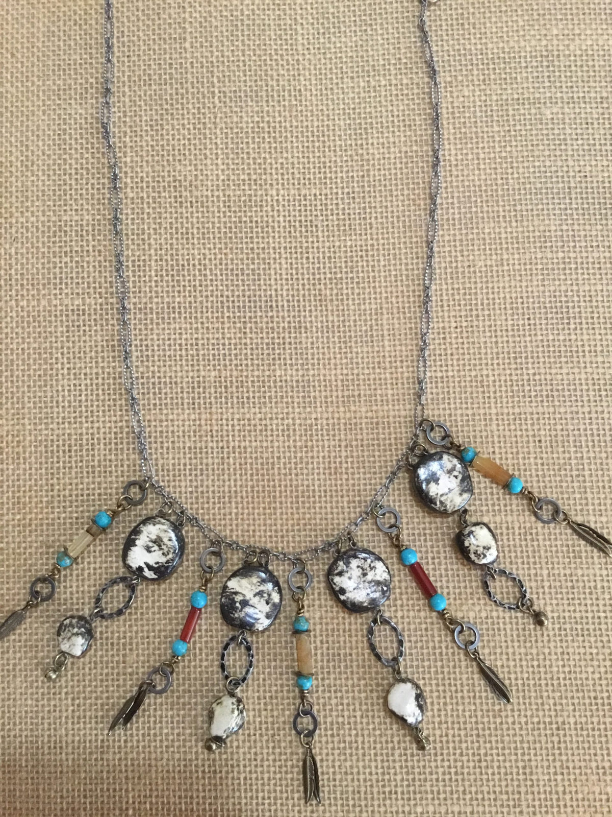 Boho Blues Reversible Pottery Necklace