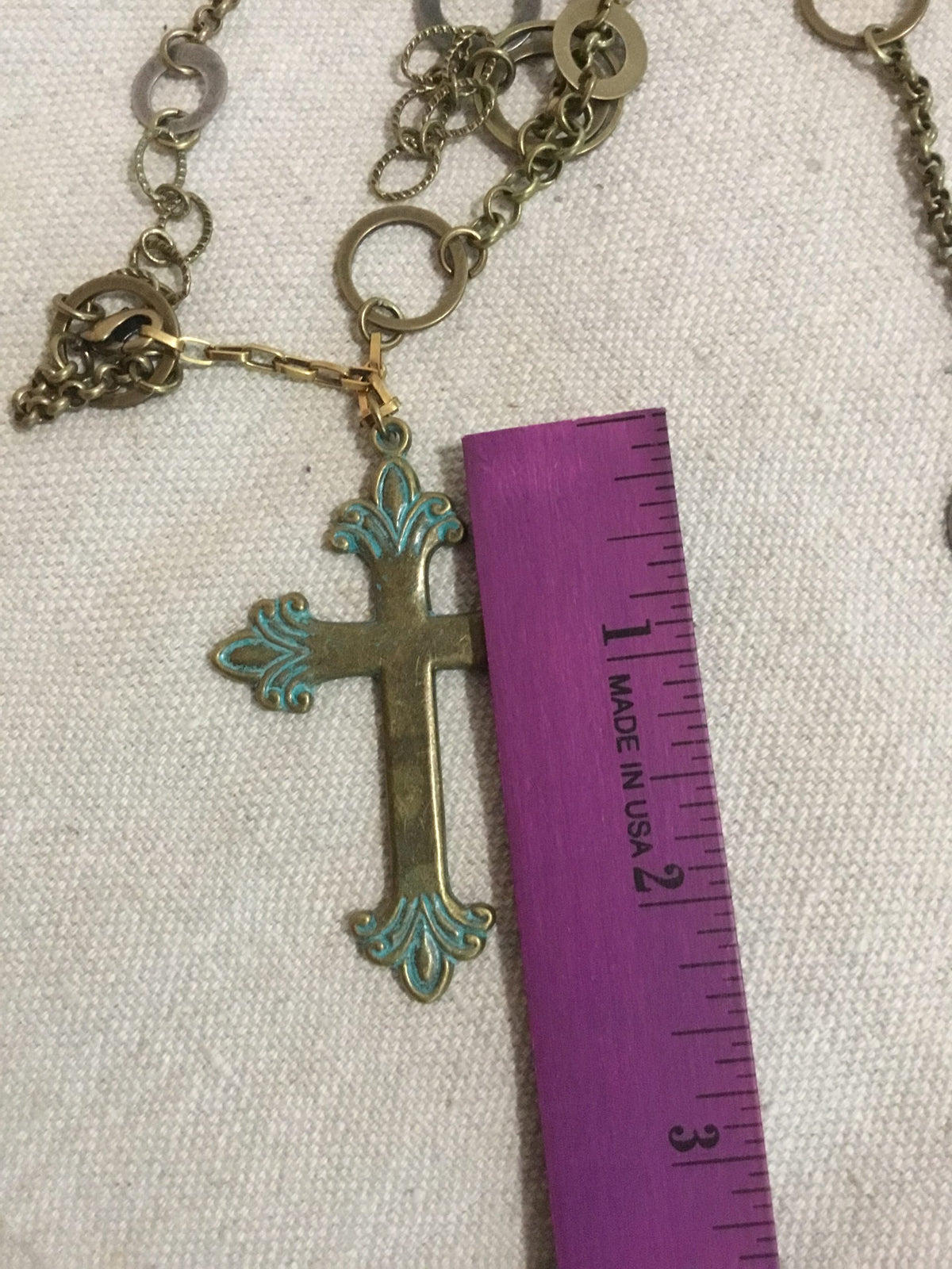 Ornate Antique Brass Cross 203