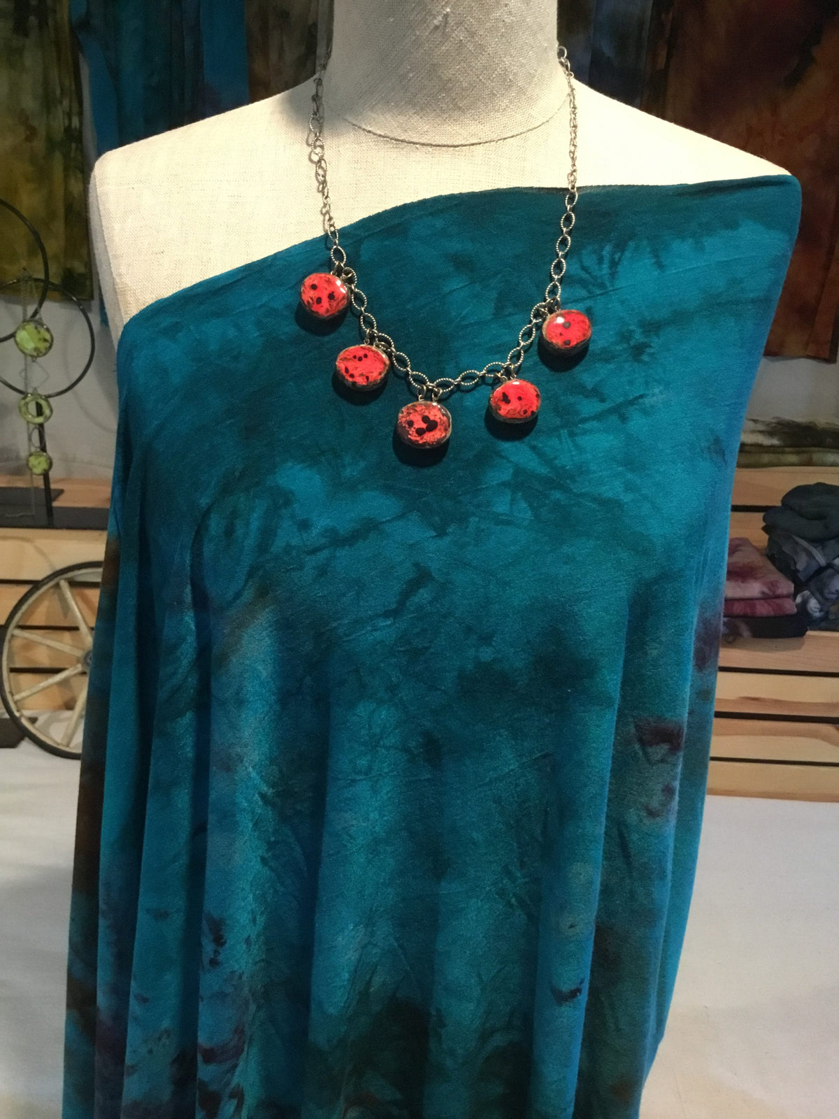 Line Necklace Lady Bug and Turquiose