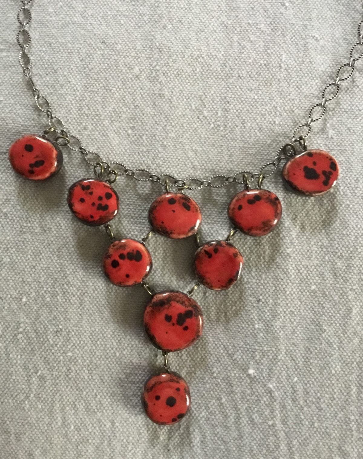 Lady Bug Reversible Bib Necklace