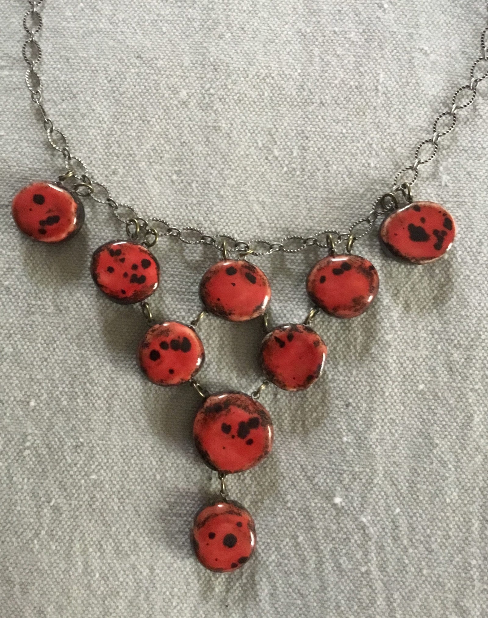 Lady Bug Reversible Bib Necklace