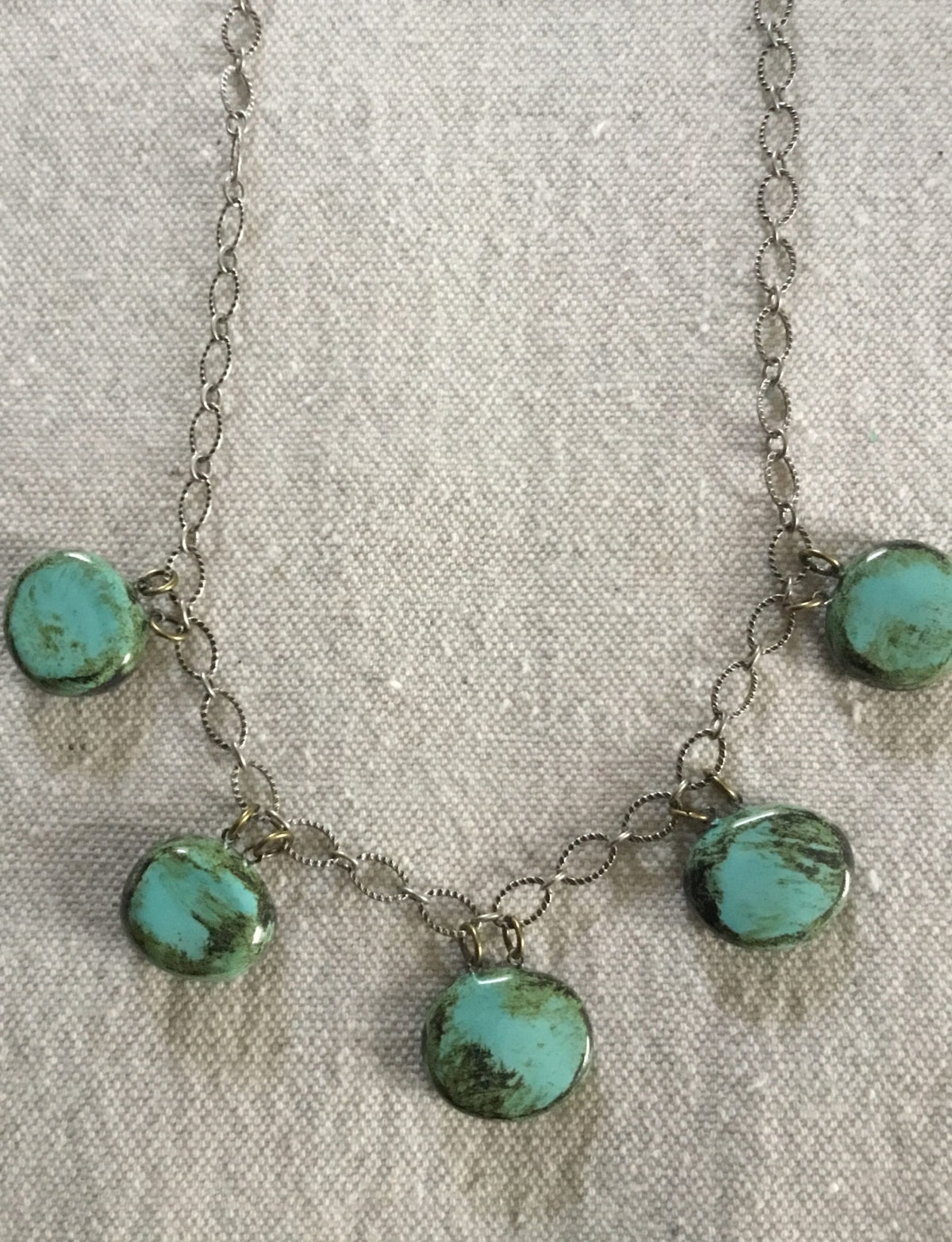 Line Necklace Lady Bug and Turquiose