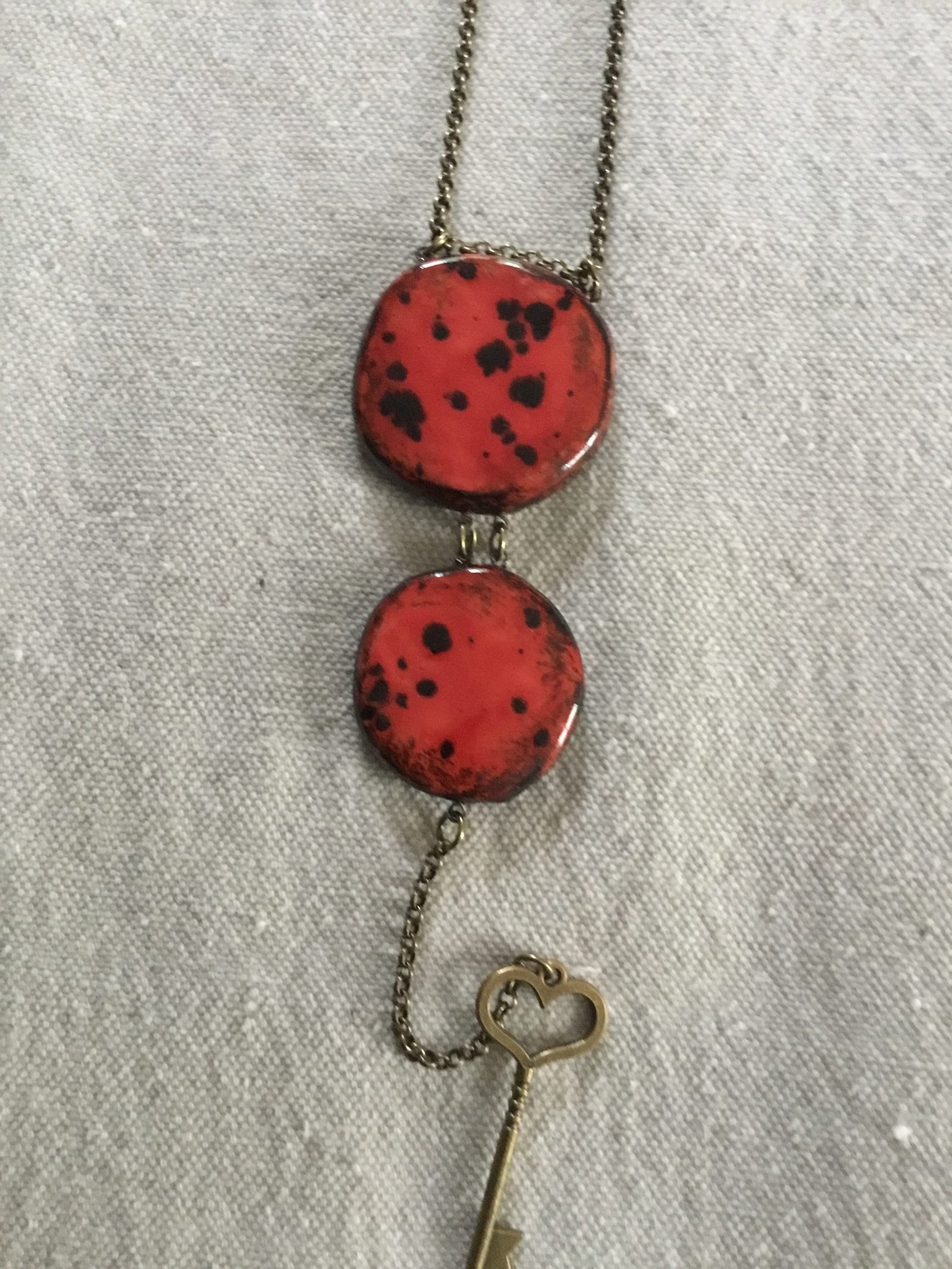Lady Bug Reversible Double Necklace