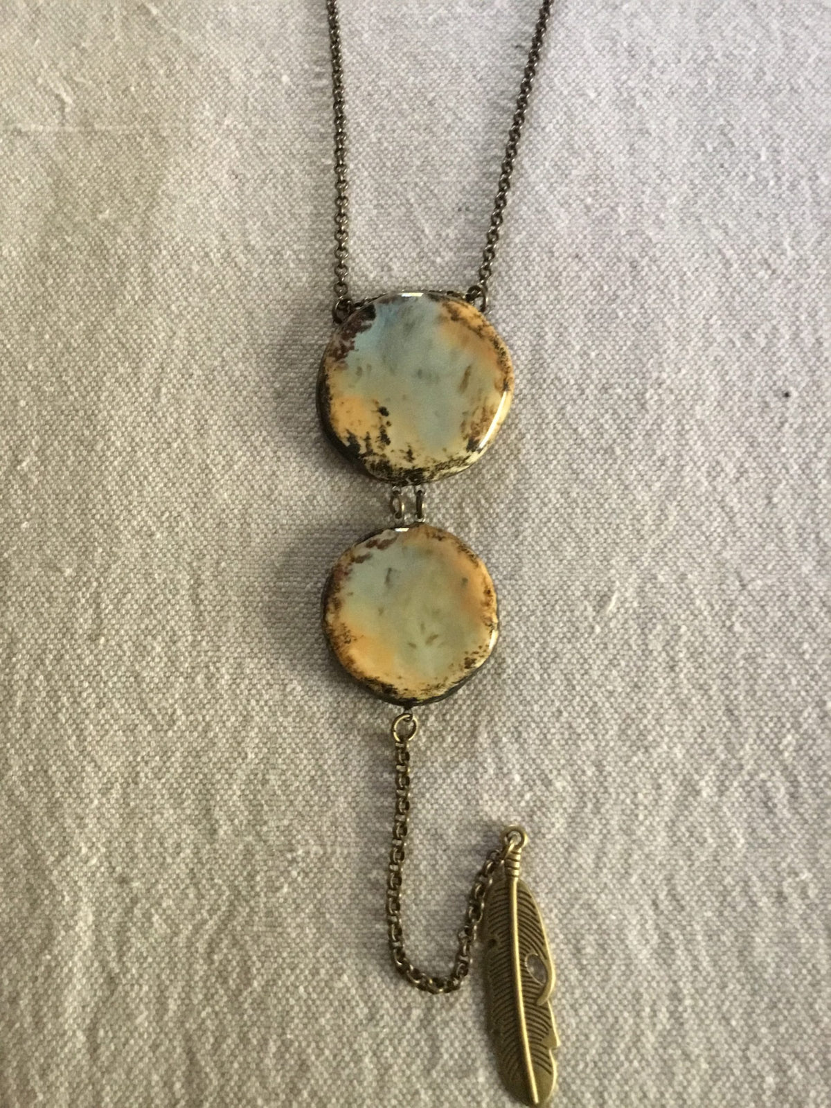 Double Reversible Necklace White / Yellow-blue