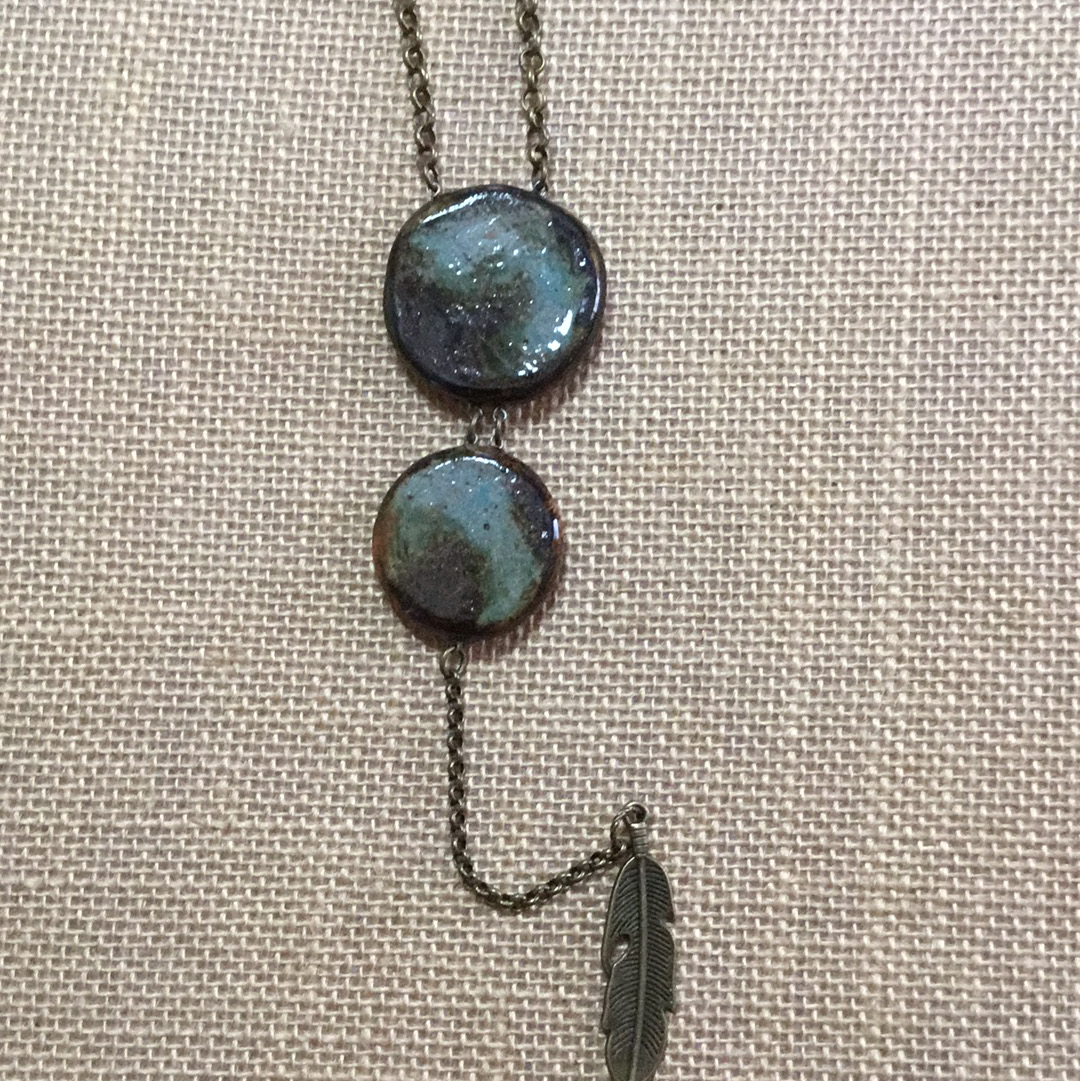 Reversible Double  Necklace SALE Green/Coral