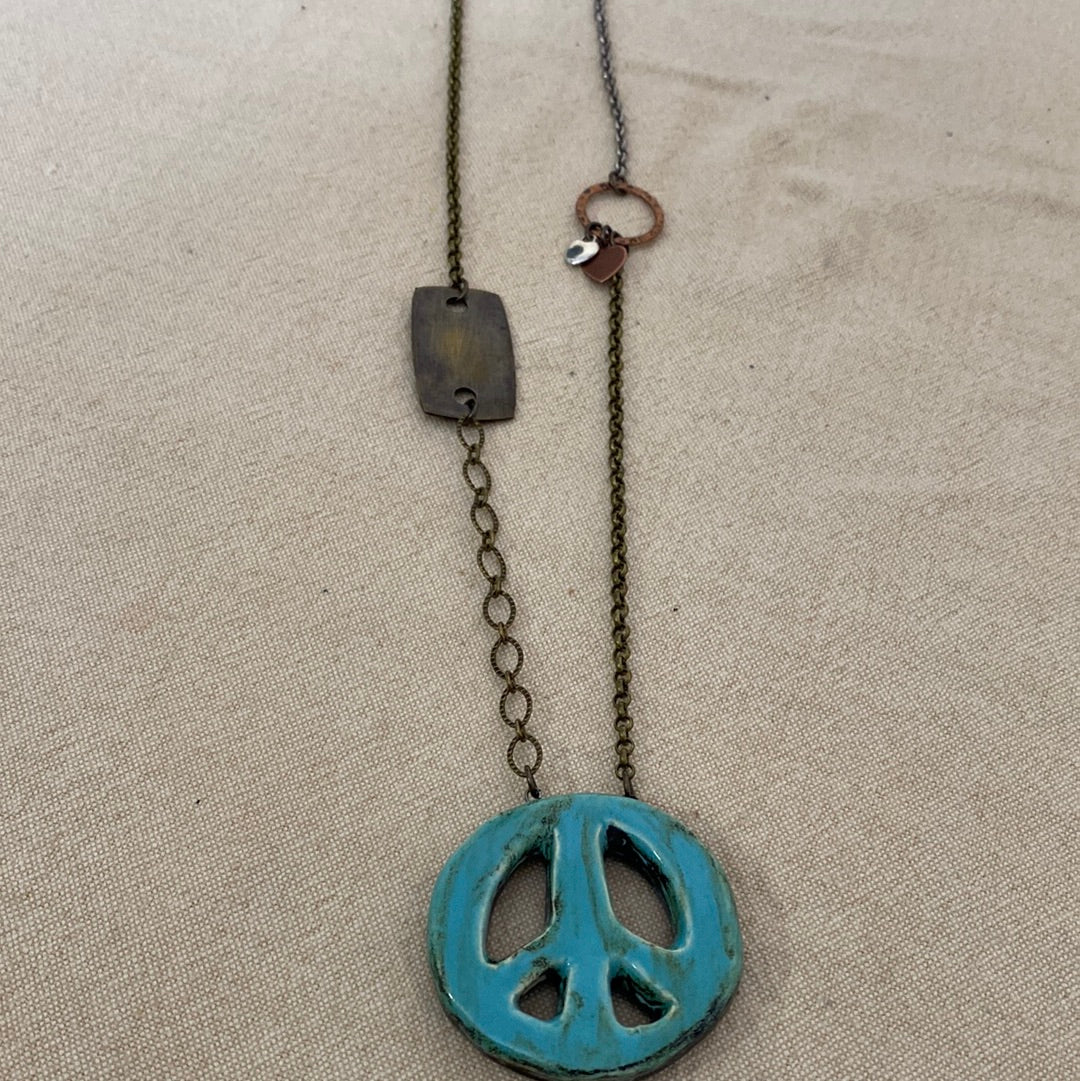 Peace Sign Reversible Necklace