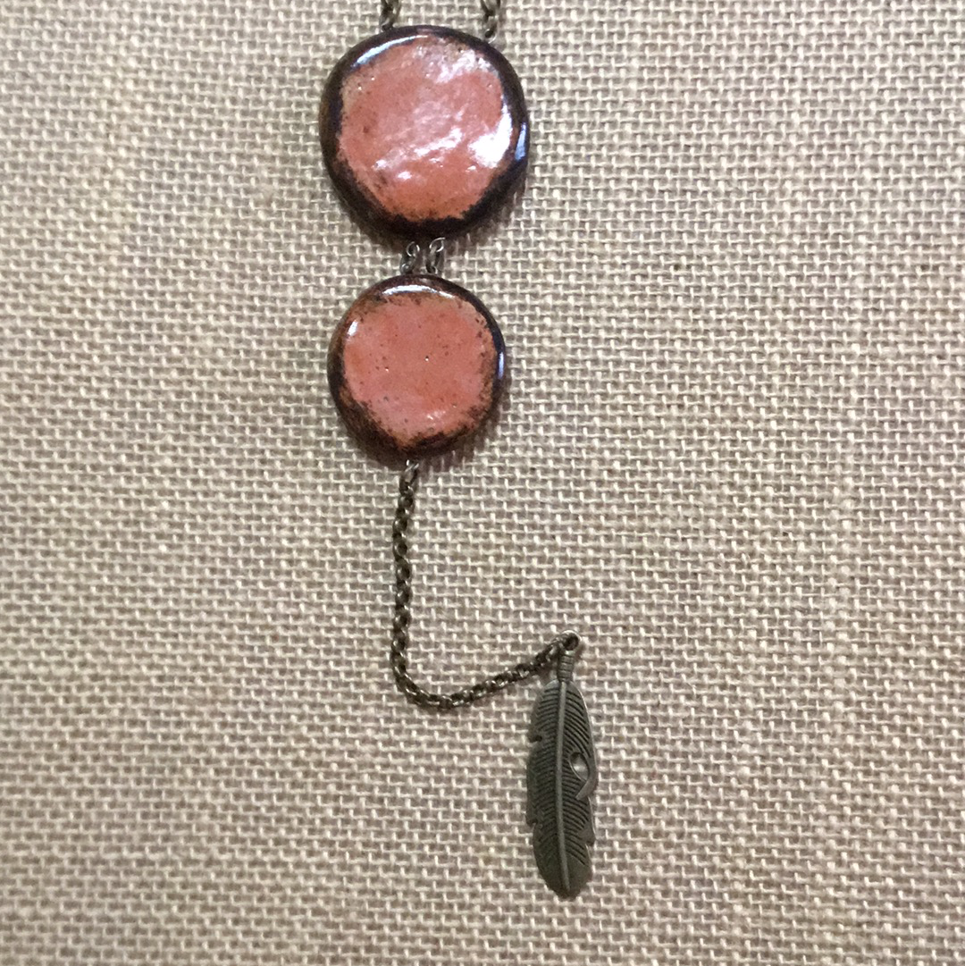 Reversible Double  Necklace SALE Green/Coral