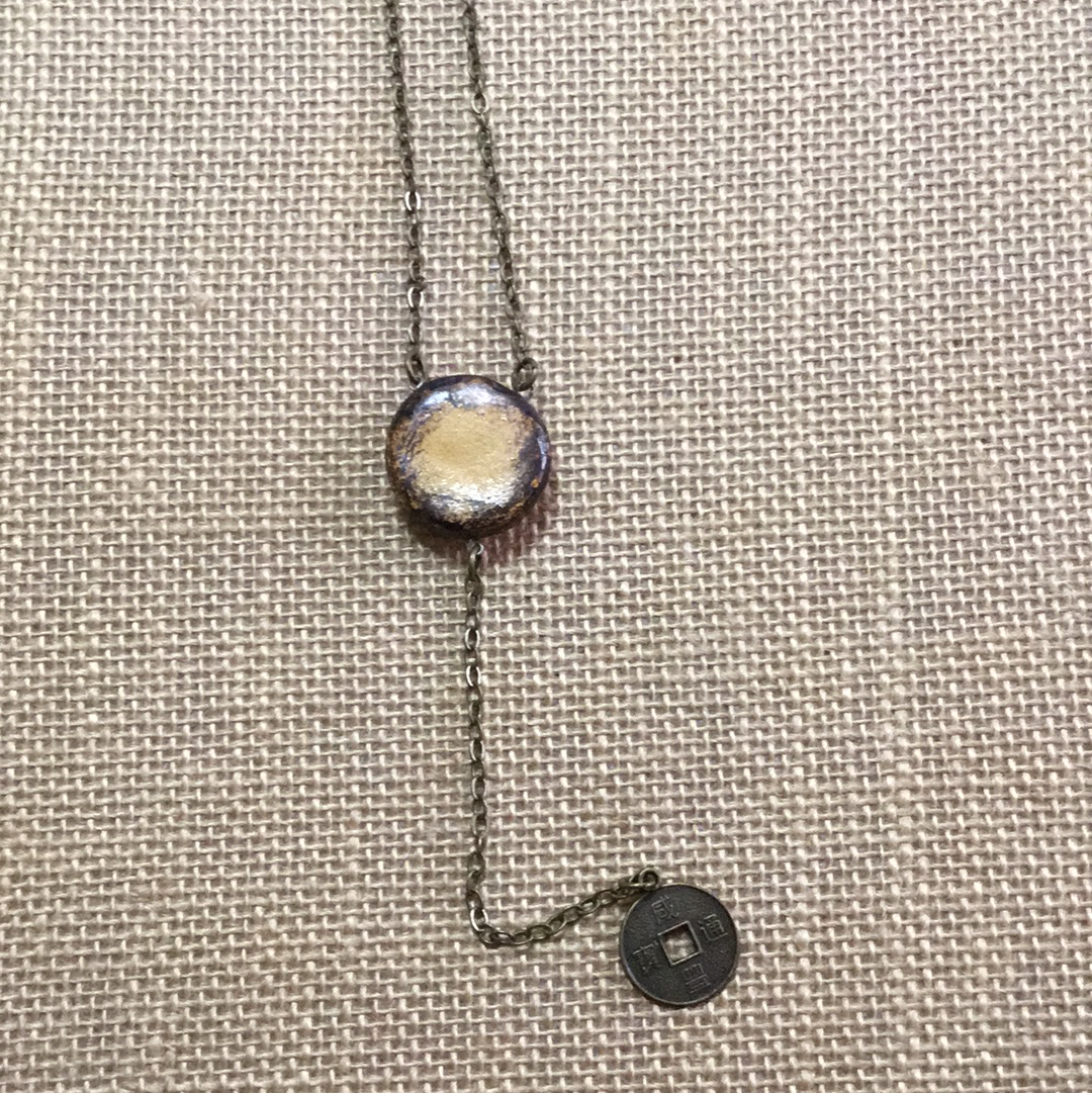 Reversible Y  Necklace SALE Coral/Mustard