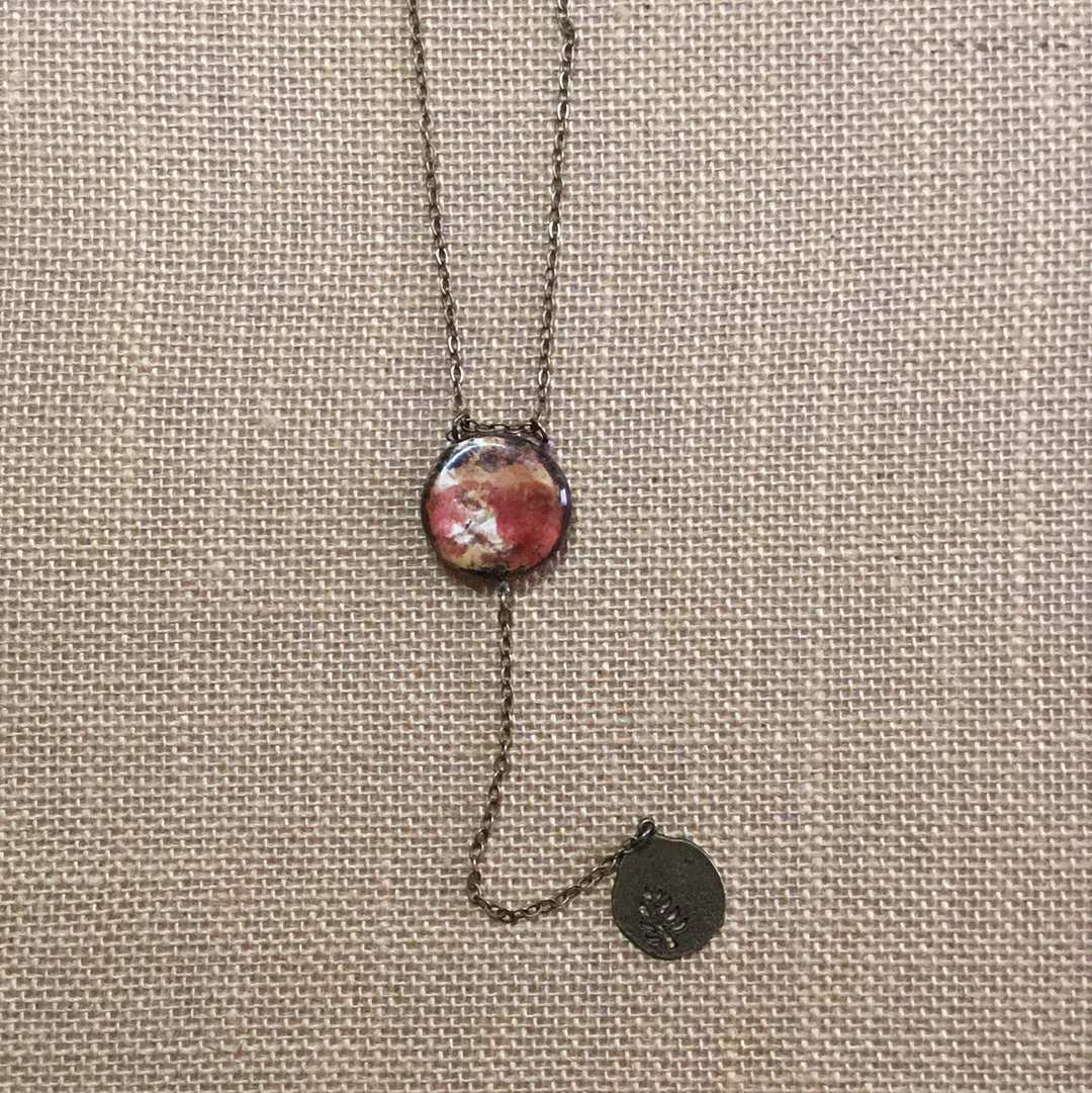 Reversible Y  Necklace SALE BarnRed/eggshell