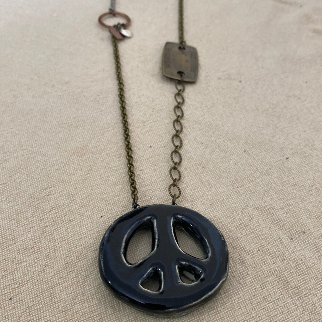 Peace Sign Reversible Necklace