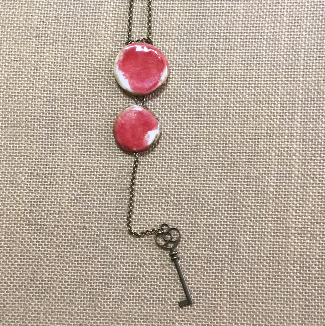 Reversible Double  Necklace SALE Red/Eggshell