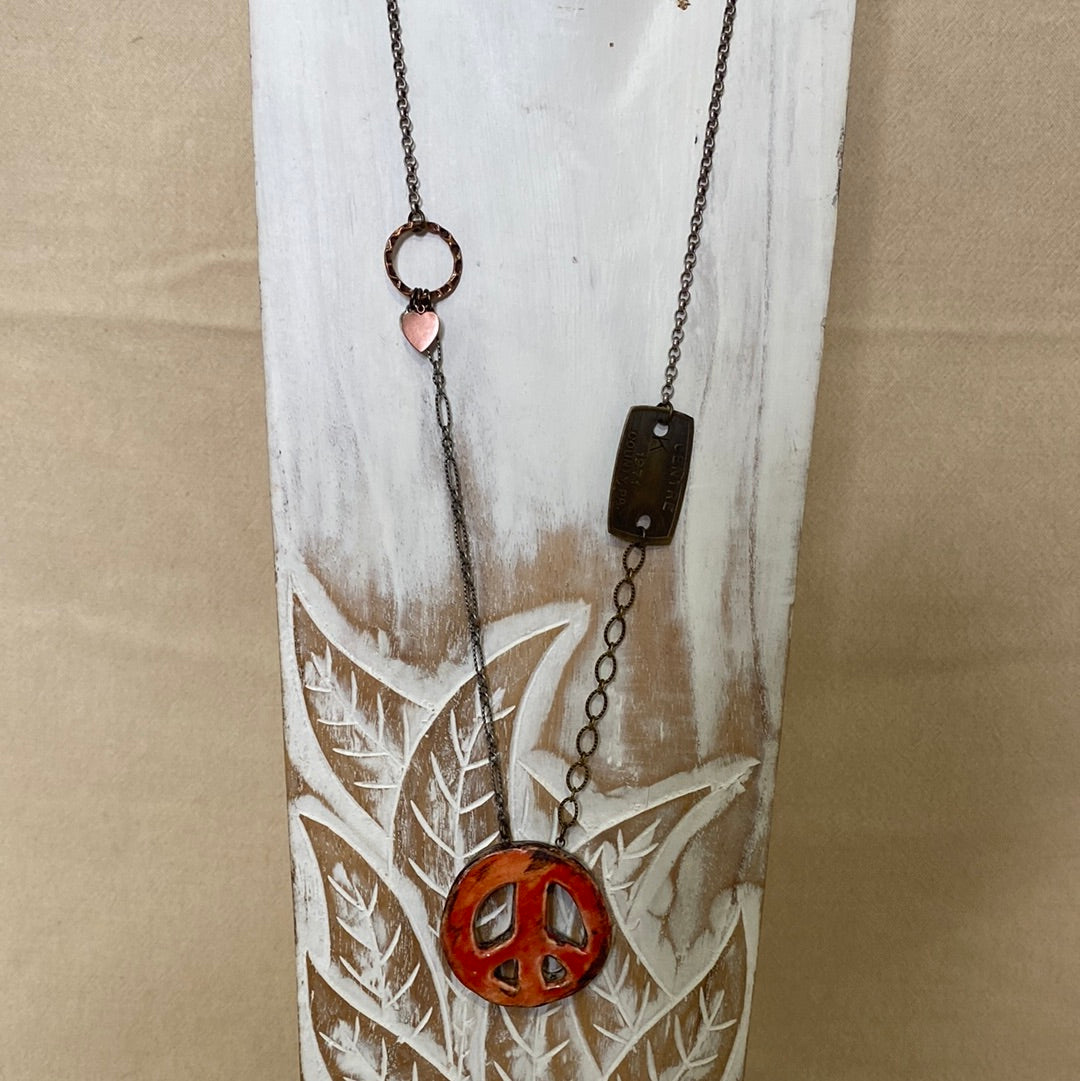 Peace Sign Reversible Necklace