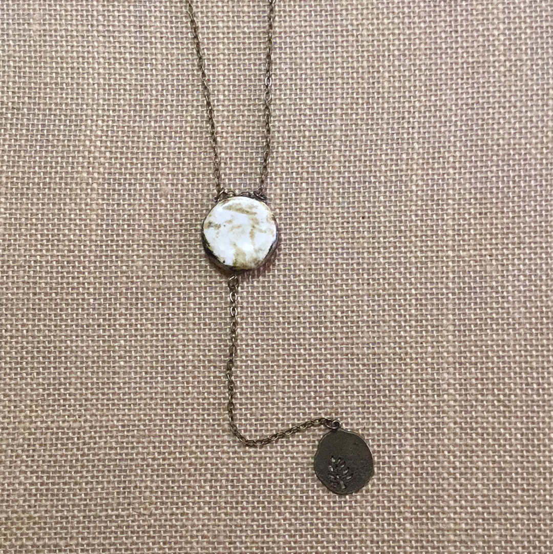 Reversible Y  Necklace SALE BarnRed/eggshell