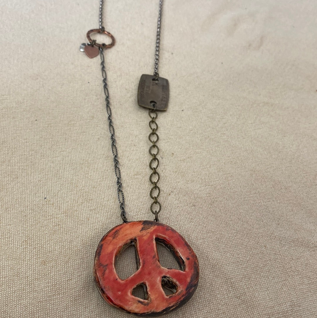 Peace Sign Reversible Necklace